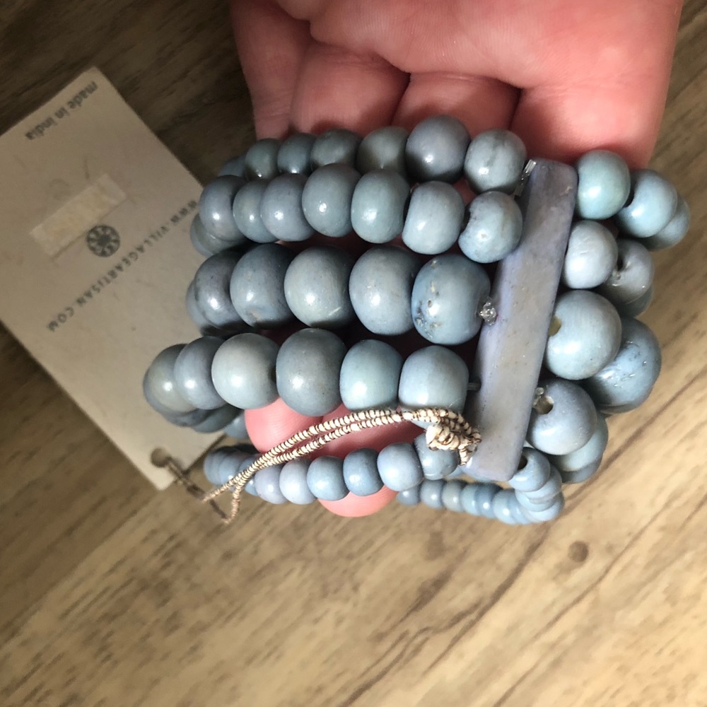 Wooden Bead Bracelet - Blue